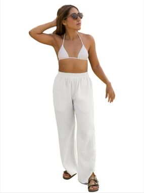 Eclectic Array Helsol Viri Cotton Gauze Pants Wide Leg Smocked S NWT